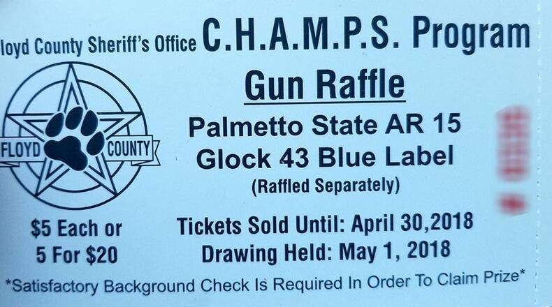 The Floyd County Sheriff's Office is hosting a raffle where the top prizes are guns.