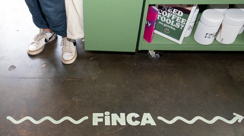 Kayla Bellman is at her coffee stand Finca to Filter on the westside of the BeltLine in the Wild Heaven West End Brewery building on Thursday, July 27, 2023.  BeltLine Inc. has announced a new business office to help local small business and Bellman hopes to benefit from the resources.  She is already expanding to BeltlLine locations in Grant Park and Old Fourth Ward.  (Jenni Girtman for The Atlanta Journal Constitution)