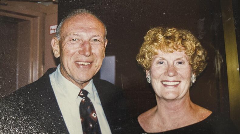 Adam Bennett is shown in this family photo with his wife, Nancy Bennett. Adam Bennett, a World War II Veteran, died in 2017 after suffering injuries at Sunrise of East Cobb, an assisted living facility. Before his death, he left voice messages for his daughter saying he was dying and needed help, and he told a caretaker that he had been punched.
