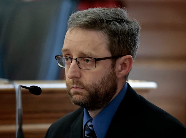 Nicholas Bradford, with Bode Technology lab, testifies in the retrial of Karen Read in the Norfolk Superior Court, Monday, May 19, 2025, in Dedham, Mass. (Pat Greenhouse/The Boston Globe via AP, Pool)