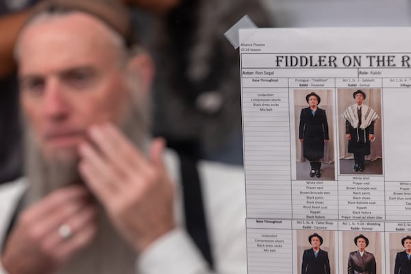 Segal prepares for a dress rehearsal of "Fiddler on the Roof" at the Alliance Theater. (Arvin Temkar/AJC)