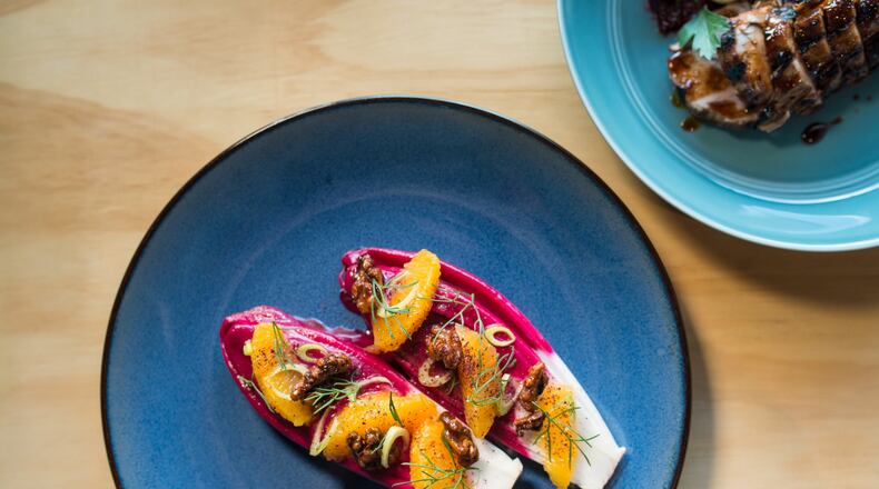 Banshee Endive Salad with gorgonzola, beets, walnuts, fennel, citrus, and sumac. Photo credit- Mia Yakel.