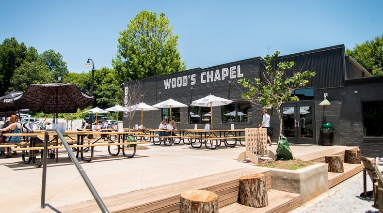 Wood's Chapel BBQ exterior and patio. The restaurant is revamping its menu toward Tex-Mex to keep prices down. (Mia Yakel/Courtesy of Wood's Chapel BBQ).
