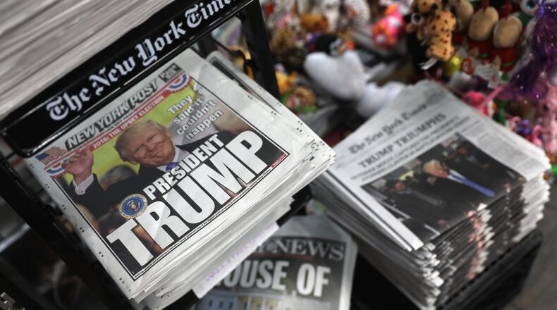 NEW YORK, NY - NOVEMBER 09: Front pages from New York City newspapers feature President-elect Donald Trump on November 9, 2016 in New York City. Trump is due to meet with President Barrack Obama Thursday at the White House. (Photo by John Moore/Getty Images)