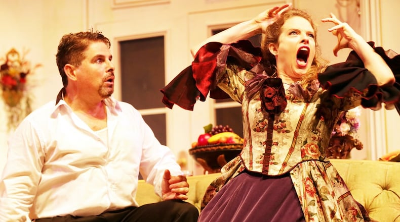 Georgia Ensemble Theatre’s production of the farcical “A Comedy of Tenors” co-stars Brian Kurlander and Lyndsay Ricketson. DAN CARMODY/STUDIO 7