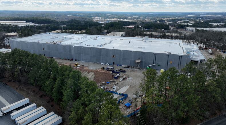Construction on one of five data centers that DataBank operates in Atlanta. (Hyosub Shin/AJC)