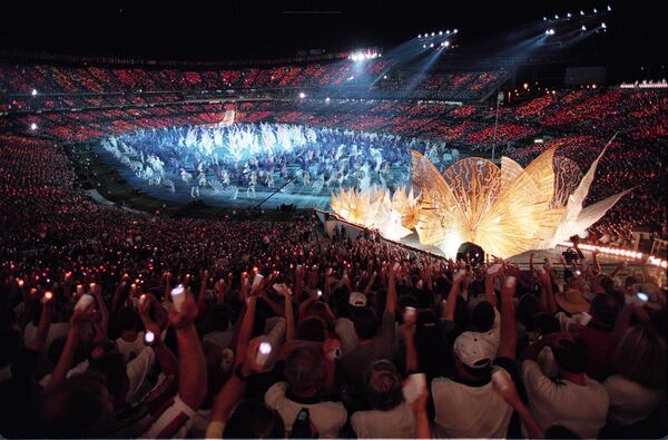 Part of the pageantry and color of opening ceremony Friday night, July 19, 1996.  (Allen Eyestone/Cox News Service 1996)