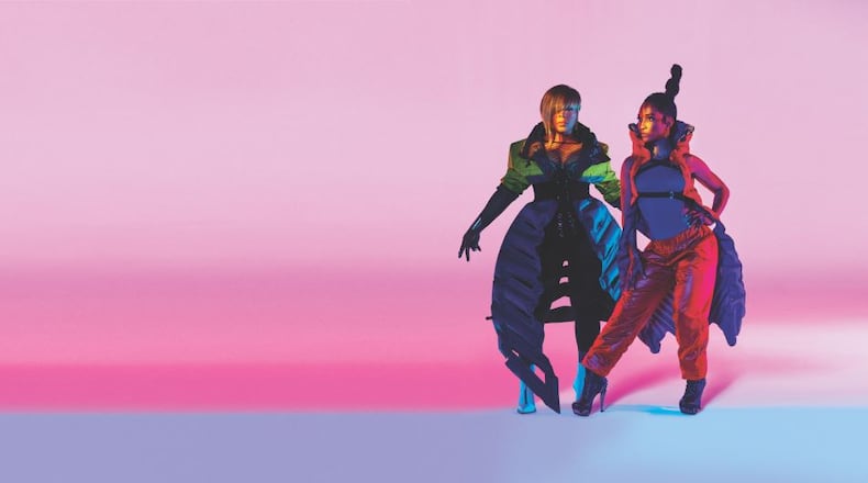 (l. to r.) Tionne "T-Boz" Watkins and Rozonda "Chilli" Thomas, surviving members of Grammy-winning vocal group TLC,  are performing at Stockbridge Amphitheater on Saturday, June 8, 2024.