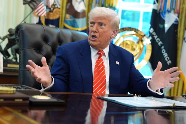 President Donald Trump speaks during a news conference with Elon Musk in the Oval Office of the White House, Friday, May 30, 2025, in Washington. (AP Photo/Evan Vucci)