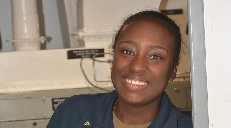 Atlanta native and 2016 Benjamin E. Mays Mays High School graduate Petty Officer 3rd Class Shantanay Clark is serving in the U.S. Navy aboard the guided missile destroyer, USS Decatur. She is a cryptologic technician (collection) aboard the guided-missile destroyer operating out of San Diego.