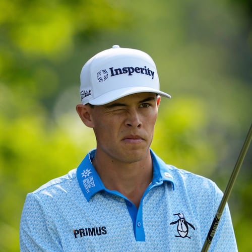 FILE - Johnny Keefer prepares to tee off on the 13th hole during the first round of the U.S. Open golf tournament at Oakmont Country Club Thursday, June 12, 2025, in Oakmont, Pa. (AP Photo/Carolyn Kaster, File)