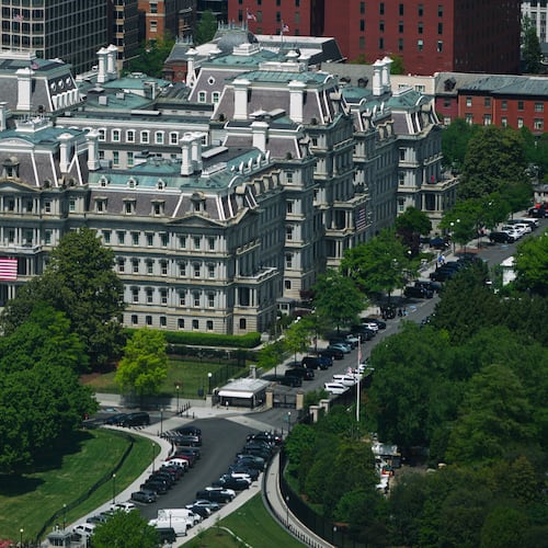 FILE - The Eisenhower Executive Office Building is seen at the White House complex, April 20, 2026, in Washington. (AP Photo/Julia Demaree Nikhinson, File)