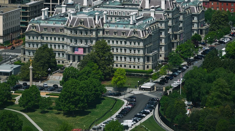 FILE - The Eisenhower Executive Office Building is seen at the White House complex, April 20, 2026, in Washington. (AP Photo/Julia Demaree Nikhinson, File)