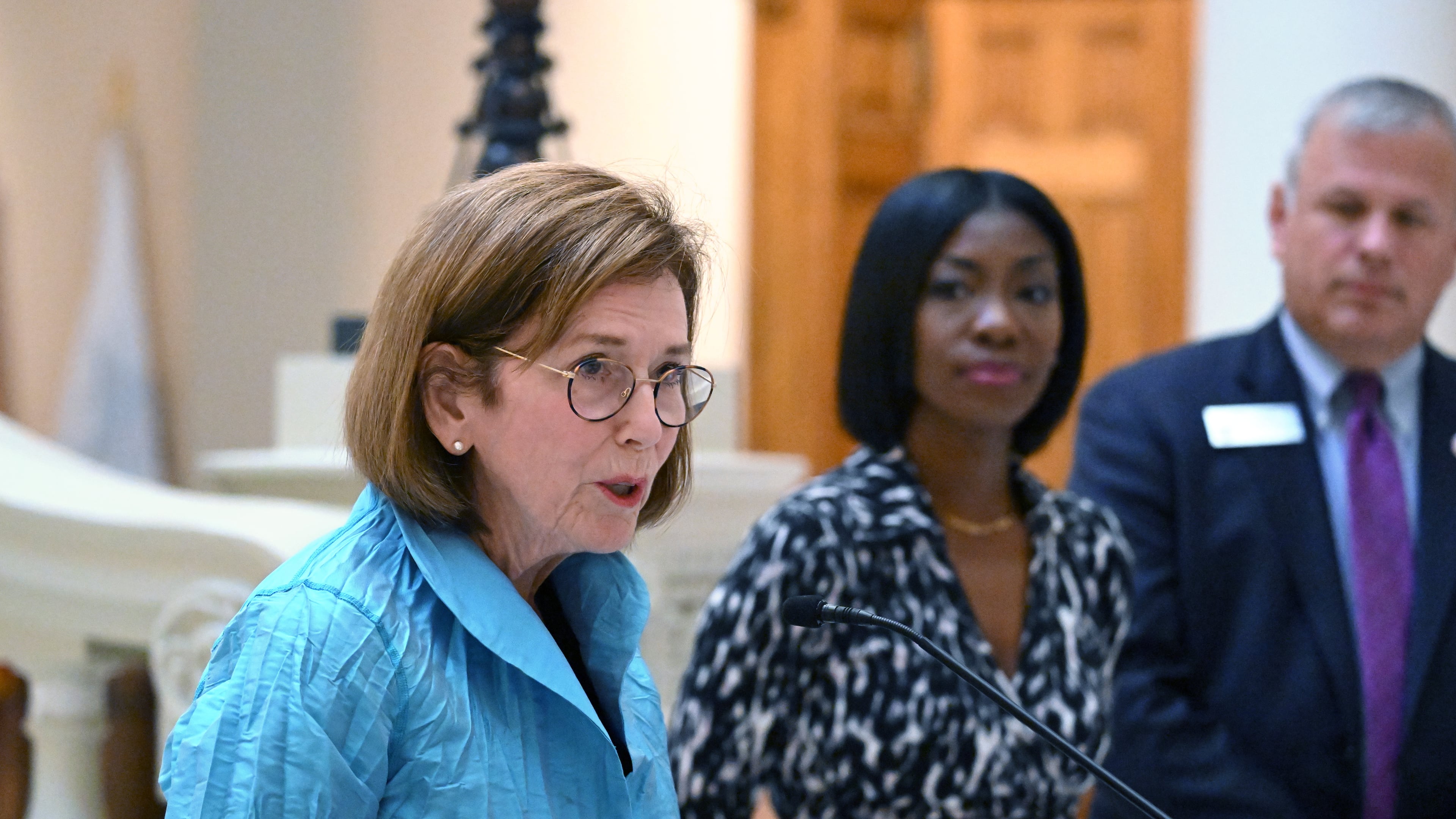 State Election Board member Janice Johnston is accused in a lawsuit of obstructing public records requests for information about voter eligibility challenges, communications with outside organizations and voter citizenship verification. (Hyosub Shin/AJC 2024)
