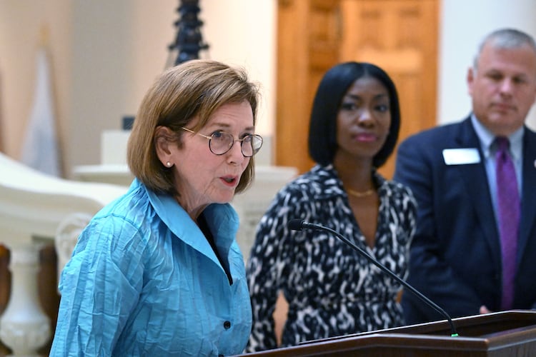 State Election Board member Janice Johnston is accused in a lawsuit of obstructing public records requests for information about voter eligibility challenges, communications with outside organizations and voter citizenship verification. (Hyosub Shin/AJC 2024)