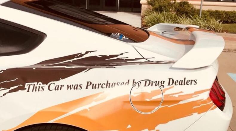 The Fort Bend County Sheriff's Office put a decal on its new cruiser, touting that "This car was purchased by drug dealers."