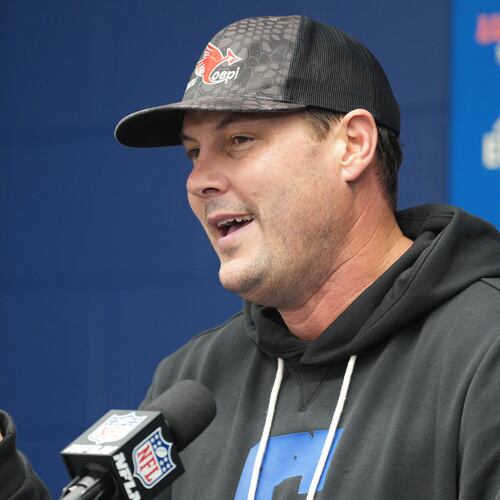 Indianapolis Colts quarterback Philip Rivers speaks during a news conference following an NFL football game against the Jacksonville Jaguars Sunday, Dec. 28, 2025, in Indianapolis. (AP Photo/AJ Mast)