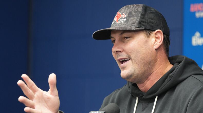 Indianapolis Colts quarterback Philip Rivers speaks during a news conference following an NFL football game against the Jacksonville Jaguars Sunday, Dec. 28, 2025, in Indianapolis. (AP Photo/AJ Mast)