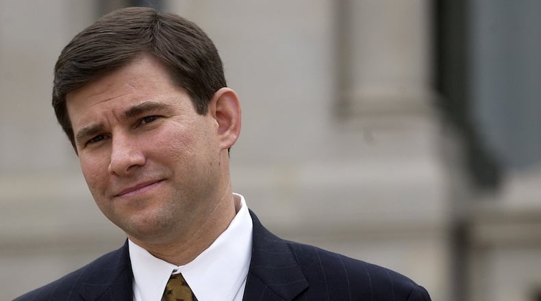 William Pryor exits the federal courthouse in Montgomery, Ala., in 2004 after being sworn in as a judge on the 11th U.S. Circuit Court of Appeals. (Mickey Welsh / Montgomery Advertiser)