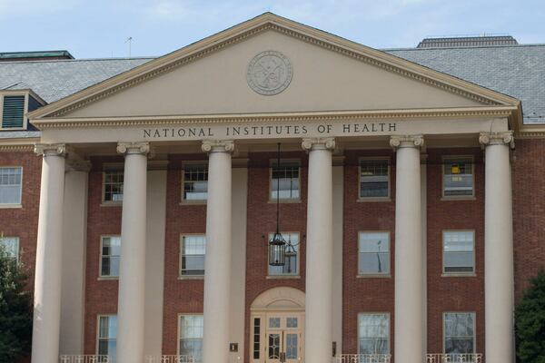 FILE - The National Institutes of Health's James Shannon building is seen on the agency's campus in Bethesda, Md., Friday, Oct. 24, 2014. (AP Photo/Pablo Martinez Monsivais, File)