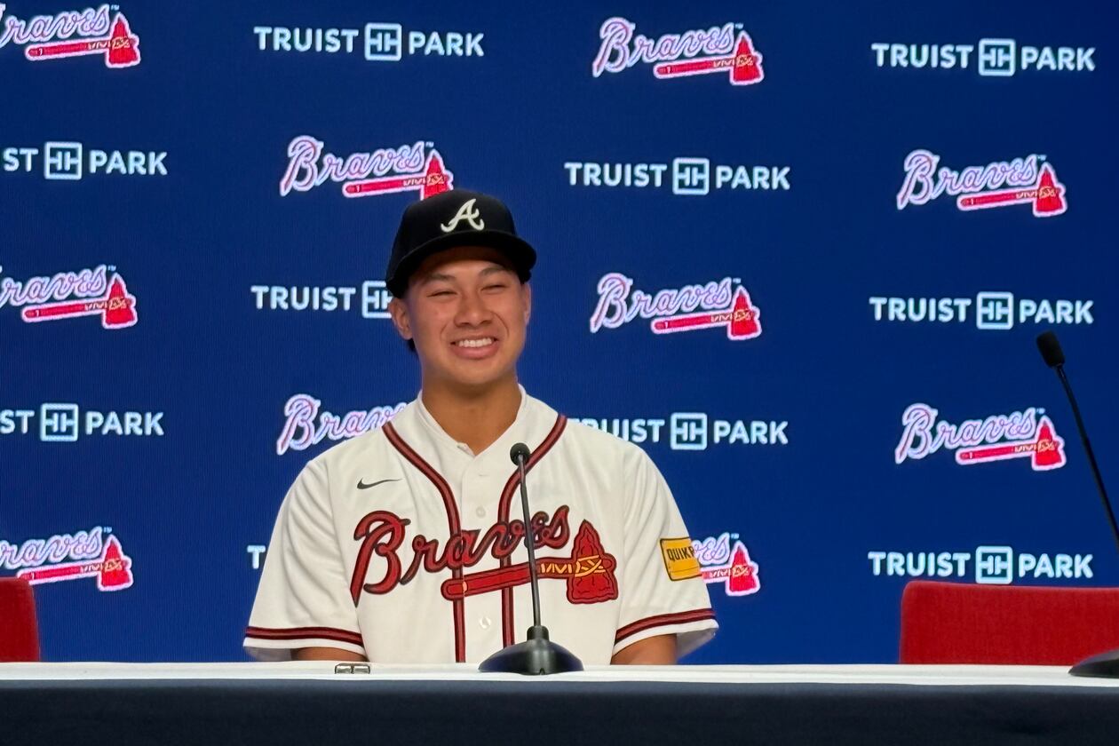 Tate Southisene was the Braves' first-round pick in 2025. (Ken Sugiura/AJC)