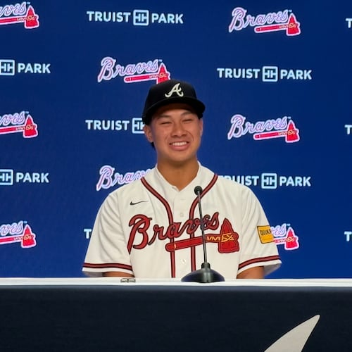 Tate Southisene was the Braves' first-round pick in 2025. (Ken Sugiura/AJC)