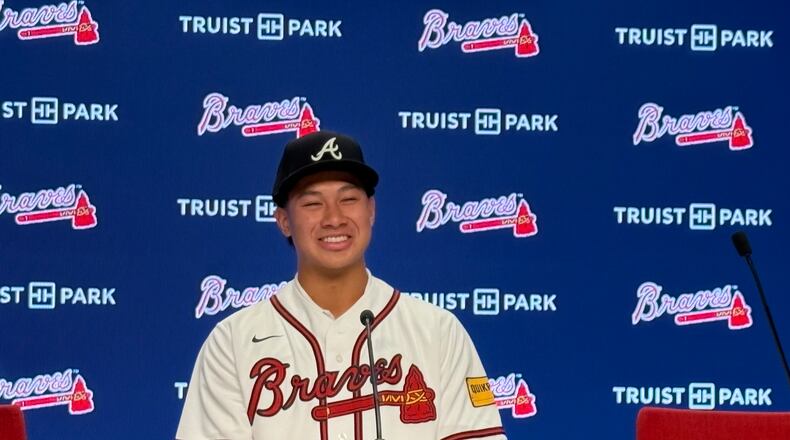 Tate Southisene was the Braves' first-round pick in 2025. (Ken Sugiura/AJC)