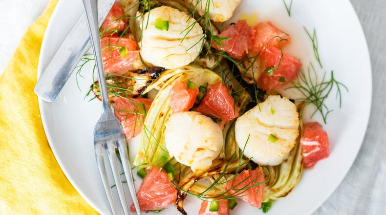 Scallops, fennel and grapefruit