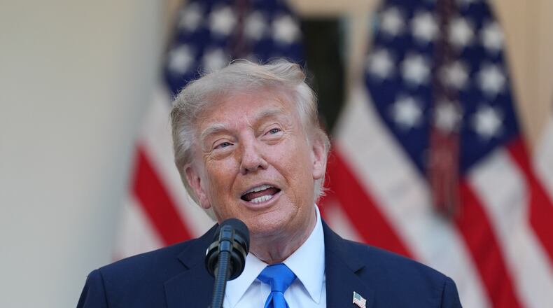 President Donald Trump speaks during an event with Republican lawmakers in the Rose Garden of the White House, Wednesday, Sept. 2, 2026, in Washington. (AP Photo/Alex Brandon)