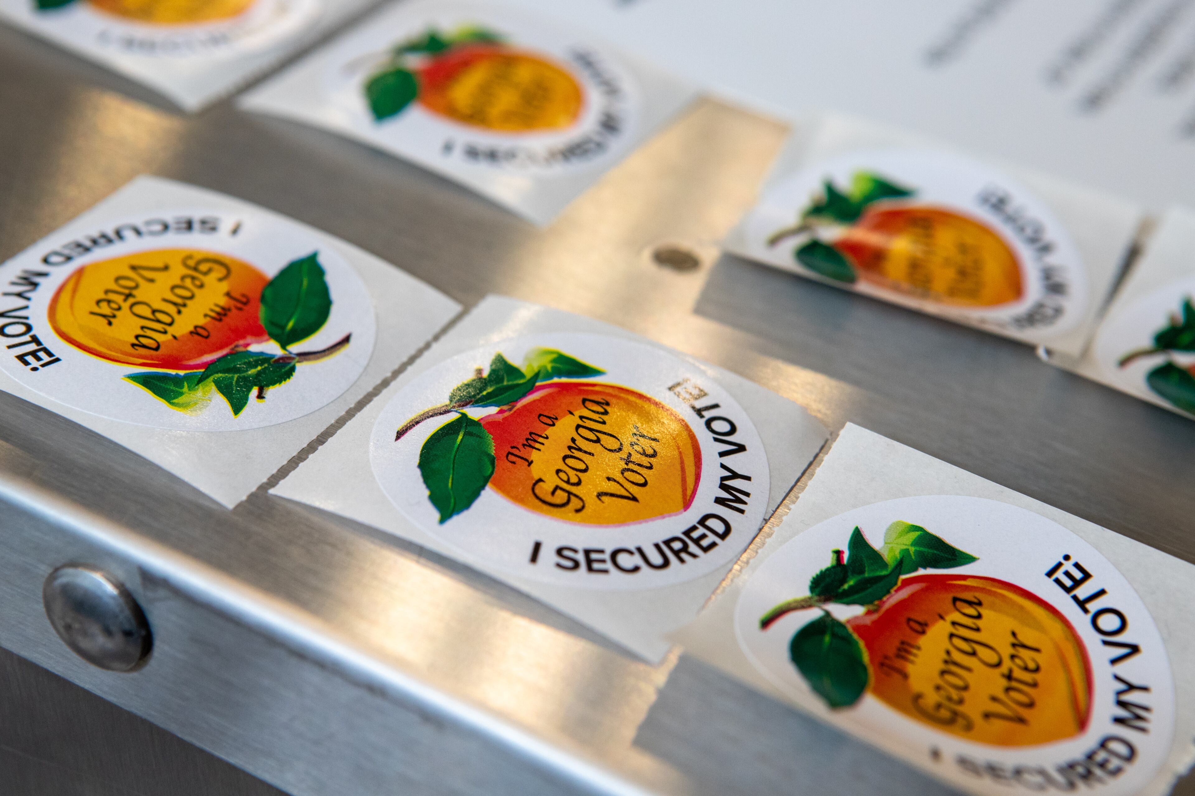 Stickers given to Georgia voters at polling sites last year.