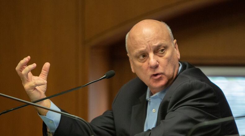 State Sen. Brandon Beach speaks during a meeting at the state Capitol. He’s heading a Senate panel that is studying the potential of expanding gambling in Georgia, with horse racing and casinos as possible options. (Photo by Phil Skinner)