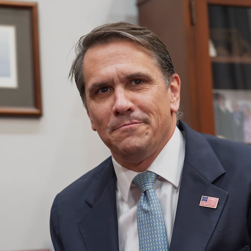Todd Blanche, President Donald Trump's nominee to be attorney general, listens as reporters ask questions during his meeting with Senate Judiciary Committee Chairman Chuck Grassley, R-Iowa, at the Capitol in Washington, Monday, June 15, 2026. (AP Photo/J. Scott Applewhite)