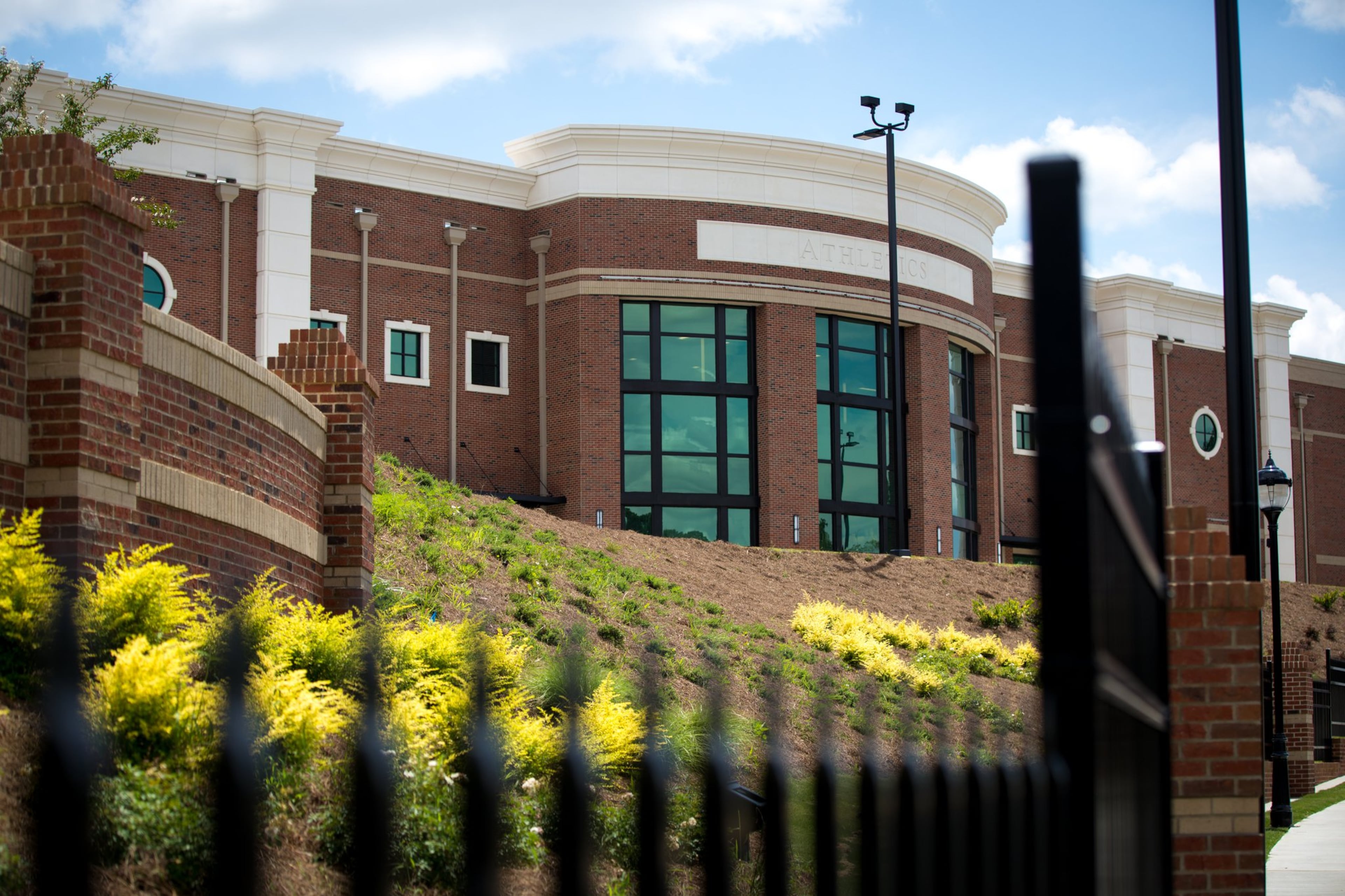 Buford High School's 50-acre campus includes an athletics facility, but also a three-story academic building with 214,000 square feet of space. (AJC 2019)