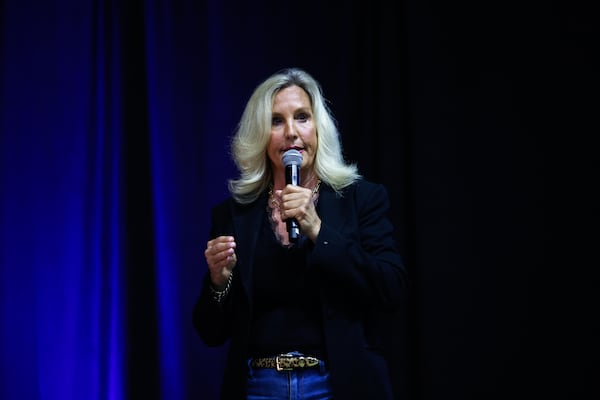 Environmental activist Erin Brockovich was among the speakers at the Rome town hall regarding PFAS in March. Brockovich told the attendees, “You need to rise up.” (Arvin Temkar/AJC) 