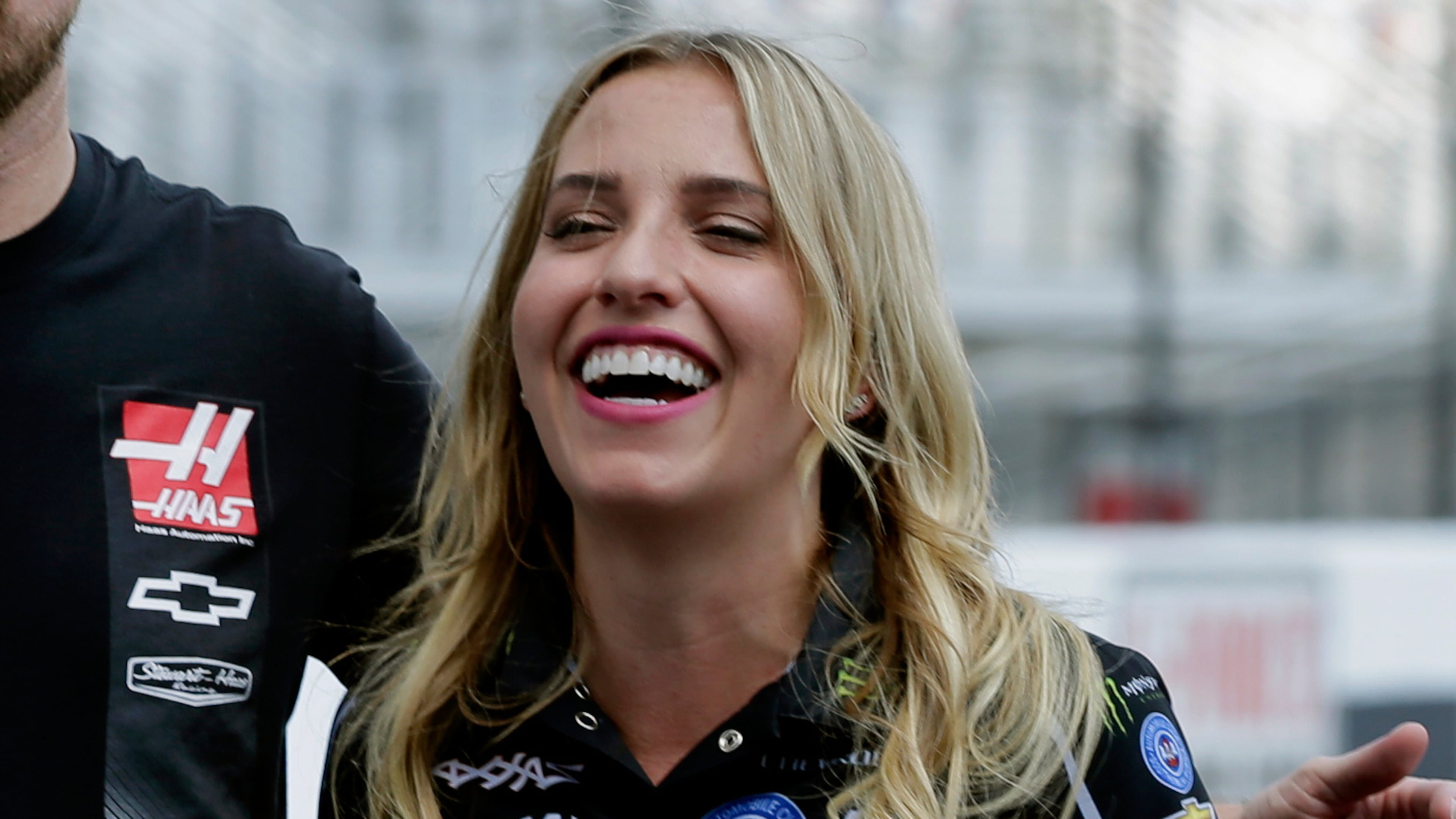 FILE - NHRA drag racer Brittany Force is photographed at Charlotte Motor Speedway's ZMax Dragway in Concord, N.C., during a news conference Wednesday, Sept. 7, 2016. (AP Photo/Chuck Burton, File)