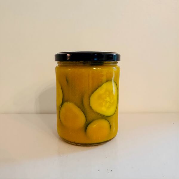Carolina gold refrigerator pickles. (Courtesy of the Southern Sauce Co.)