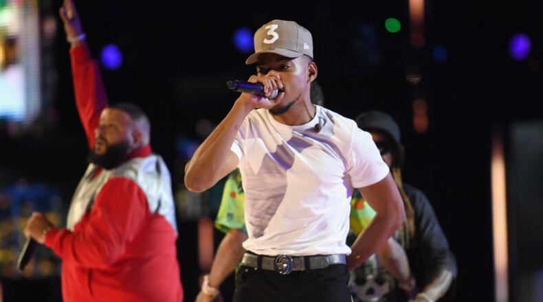 LOS ANGELES, CA - JUNE 25: DJ Khaled (L) and Chance The Rapper perform onstage at 2017 BET Awards at Microsoft Theater on June 25, 2017 in Los Angeles, California.  (Photo by Paras Griffin/Getty Images for BET)
