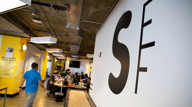 SpareFoot is an Austin-based startup that runs a free marketplace for customers to find and reserve self-storage units online. The office atmosphere is fun and relaxed but highly productive. (Tamir Kalifa for American-Statesman)