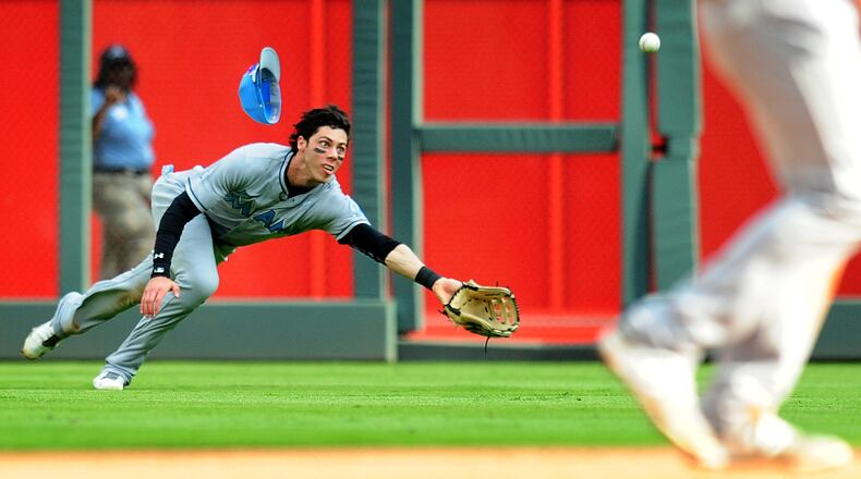 Christian Yelich at work in SunTrust Park