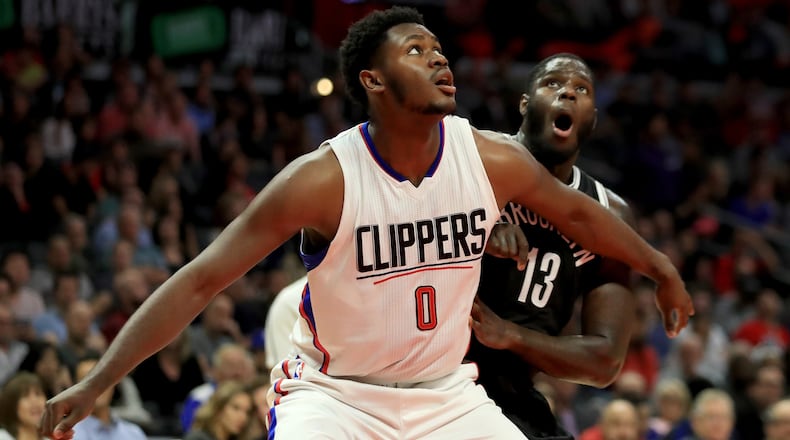 Diamond Stone of the Los Angeles Clippers blocks out Anthony Bennett of the Brooklyn Nets during the second half of a game at Staples Center on November 14, 2016 in Los Angeles, California. (Photo by Sean M. Haffey/Getty Images)