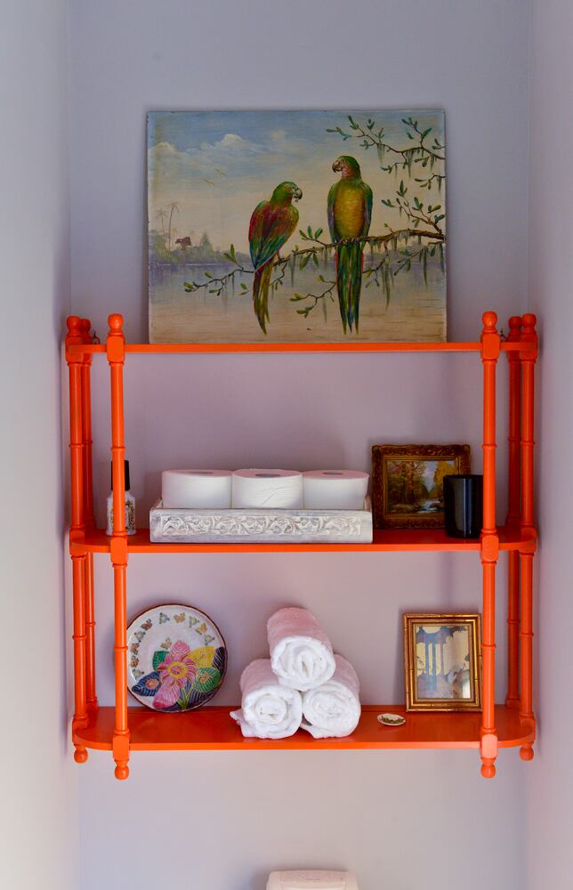 Bathroom brims with art