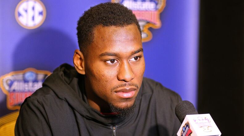 Defensive back J.R. Reed takes questions during the Georgia defense press conference for the Sugar Bowl against Texas on Saturday, Dec 29, 2018, in New Orleans. Curtis Compton/ccompton@ajc.com