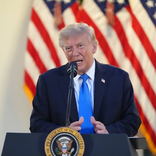 President Donald Trump speaks during an event with Republican lawmakers in the Rose Garden of the White House, Wednesday, Sept. 2, 2026, in Washington. (AP Photo/Alex Brandon)