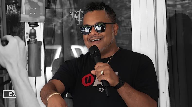 UATL senior editor Mike Jordan outside the Plaza Theatre for UATL's quarterly Black Culture Movie Night screening of "Love & Basketball" on June 25, 2024. (Photographer: Robert Mitchel Owenby)