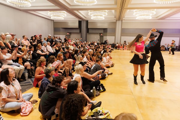 Attendees of the Hoedown South convention compete in the country two-step dance competition. (Estela Muñoz/AJC) 