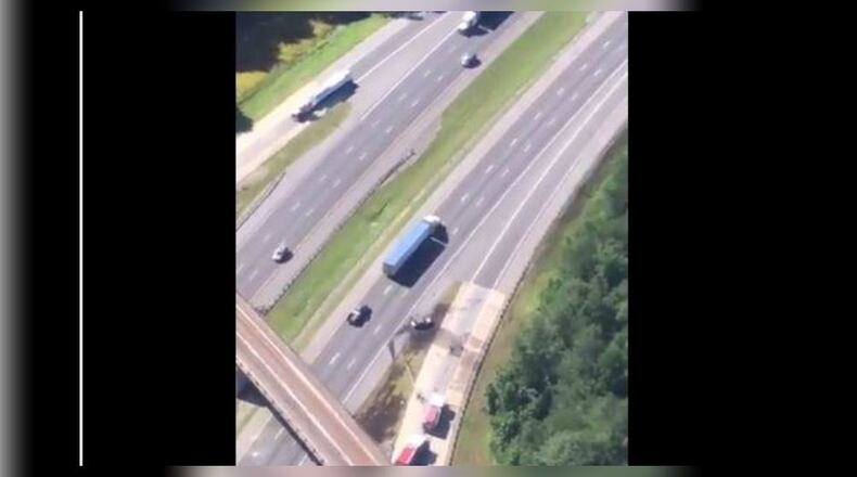 Lanes have reopened after a crash involving a pickup truck and a tanker on I-75 northbound in Bartow County. (Credit: Channel 2 Action News)