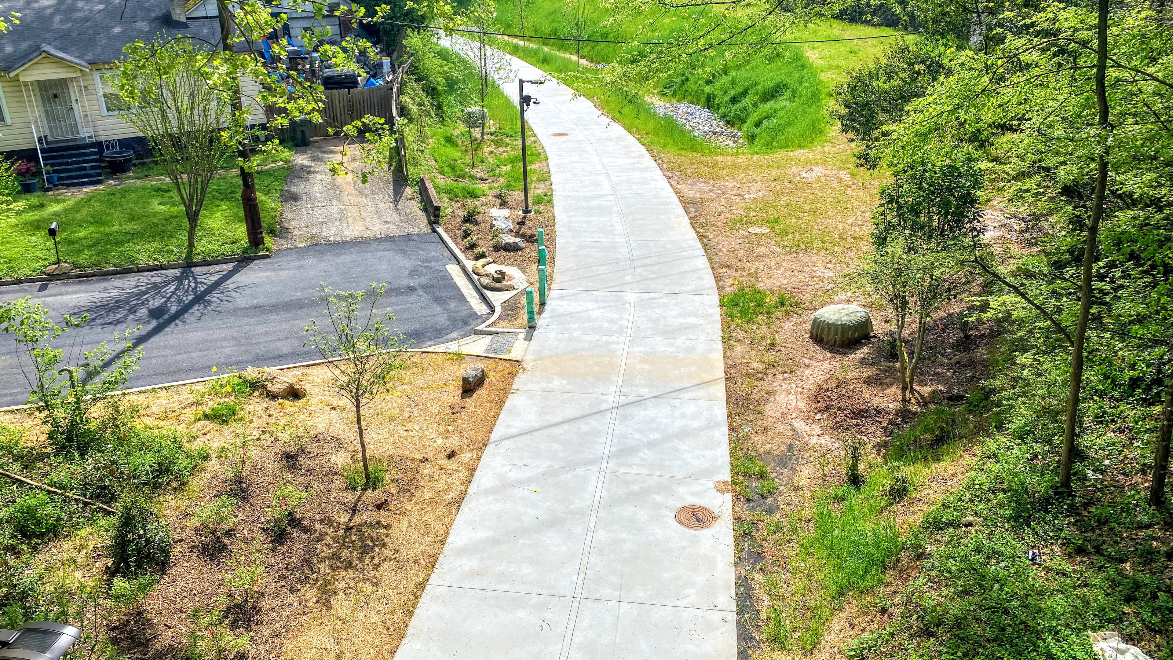 A view of the newly constructed portion of the Atlanta Beltline's Westside Trail looking east from Marietta Boulevard Bridge. (John Becker/Courtesy of Atlanta Beltline, Inc.)