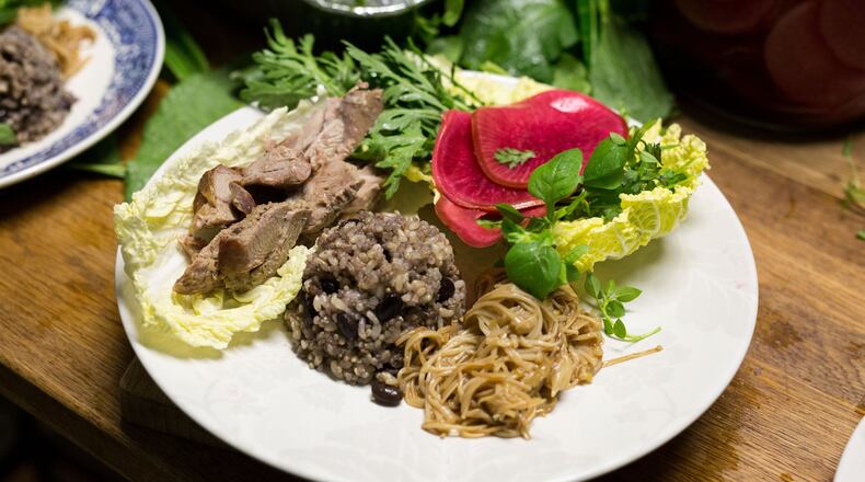 Chef Grace Kim served turkey napa cabbage boats to Chow Club Atlanta. (Photo by Patrick Di Rito)
