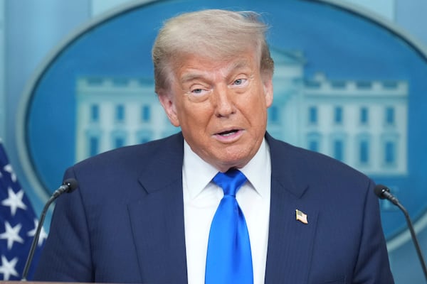 FILE - President Donald Trump speaks to the media, Friday, June 27, 2025, in the briefing room of the White House in Washington. (AP Photo/Jacquelyn Martin, File)