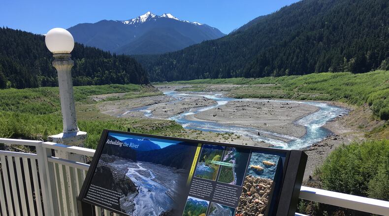 The former Glines Canyon Dam is now a tourist attraction at Olympic National Park. The Elwha River runs free through what used to be a 210-foot tall hydropower dam.(Doug MacDonald/Seattle Times/TNS)